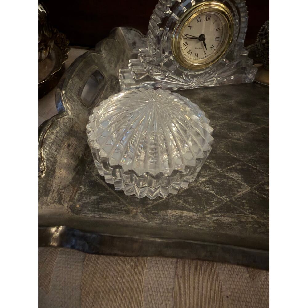 Vintage Waterford crystal glass trinket box 3-1/4"